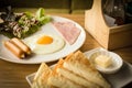 American breakfast set with ketchup Royalty Free Stock Photo