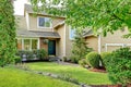 American brick house entrance porch and curb appeal Royalty Free Stock Photo