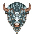 American buffalo head zentangle stylized, vector, illustration, Royalty Free Stock Photo