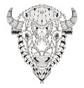 American buffalo head zentangle stylized, vector, illustration,