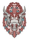 American buffalo head zentangle stylized, vector, illustration,