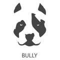 Vector image of head dog the American bully