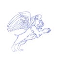 American Bully With Wings Drawing