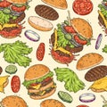 American burgers pattern seamless colorful