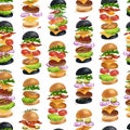 American Burgers seamless pattern illustration