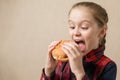 American calories fat meal Junk food, Little Girl enjoy eating hamburgers fast food burger unhealthy