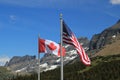 American and Canadian flags Royalty Free Stock Photo