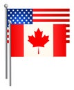 American and Canadian flags. Vector illustration.