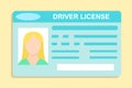 American car driver license identification with photo isolated on colored background, driver license vehicle identity in flat Royalty Free Stock Photo