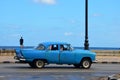American car at Malecon in Havana, Cuba Royalty Free Stock Photo