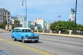 American car at Malecon in Havana, Cuba Royalty Free Stock Photo