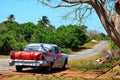 American car in Puerto Esperanza, Cuba Royalty Free Stock Photo