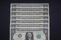 American cash dollars on a black background. Isolated banknotes Top view business concept Royalty Free Stock Photo