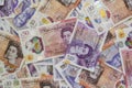 American cash, UK pound, Euro, ron lei romanian banknotes money dollar bills UK pound background financial concept cash close-