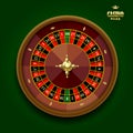 American casino roulette wheel on dark green background Royalty Free Stock Photo