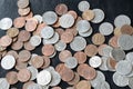 American cents scattered on a dark surface Royalty Free Stock Photo