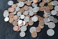 American cents scattered on a dark surface Royalty Free Stock Photo