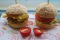 American cheese burger with vegetables