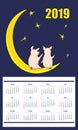 American children calendar 2019 with piglets on the moon