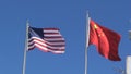 American and chinees flag in San Francisco