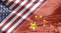 American and Chinese flag. USA and China flag