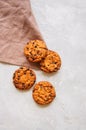 American chocolate chip cookies on a white stone background. Top Royalty Free Stock Photo