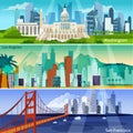 American Cityscapes Banners Set Royalty Free Stock Photo