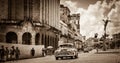 American classic car drives on the main street with street life view in Havana Cuba - Retro Ser