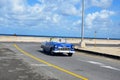 American classic car at Malecon in Havana, Cuba Royalty Free Stock Photo