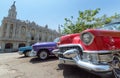 American classic cars parked in Havana, Cuba Royalty Free Stock Photo