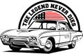 AMERICAN CLASSIC AND MUSCLE CARS LOGO FORD THUNDERBIRD WITH AMERICAN FLAG