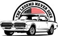 AMERICAN CLASSIC AND MUSCLE CARS LOGO MERCURY COUGAR WITH AMERICAN FLAG