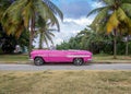 American Classic Pink Car East beaches Havana Royalty Free Stock Photo