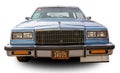 American classical family wagon car Oldsmobile Delta 88. Front view. White background