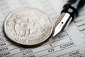 American coin the financial report (shallow DOF) Royalty Free Stock Photo