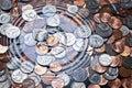 Money Coins Background Under Water Royalty Free Stock Photo