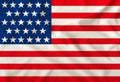 American colored flag depicted on silk fabric with soft folds