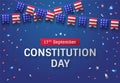 American Constitution Day banner design with confetti and garland with flags. 17th September. - Vector illustration