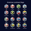 American continent flags Royalty Free Stock Photo