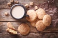 American cookies Snickerdoodle and coffee with milk. horizontal Royalty Free Stock Photo