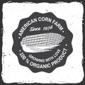 American corn Farm Badge or Label. Vector illustration.