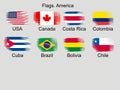 American countries flag set North, Central South America Royalty Free Stock Photo