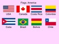 American countries flag set North, Central South America Royalty Free Stock Photo