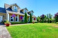 American Country farm luxury house with porch. Royalty Free Stock Photo