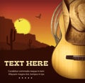 American Country music poster.Western background with guitar and Royalty Free Stock Photo