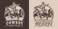 American cowboy vintage sticker monochrome