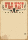 American cowboy western poster for text.Vector background with guns and decoration
