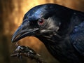 American Crow with bug Made With Generative AI illustration