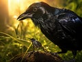 American Crow with bug Made With Generative AI illustration