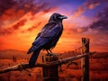 American Crow perched Made With Generative AI illustration